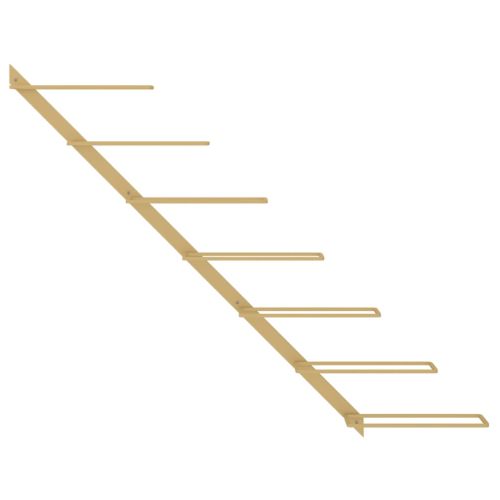 Стойка за вино за 7 бутилки, стенен монтаж, златиста, метал