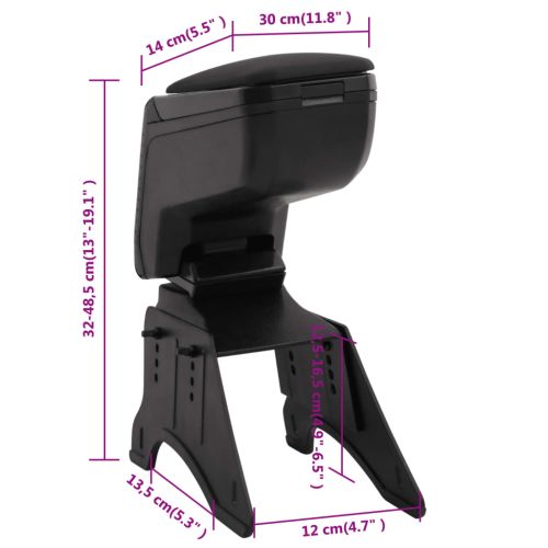Подлакътник за кола универсален черен 14x30x(32-48,5) см ABS