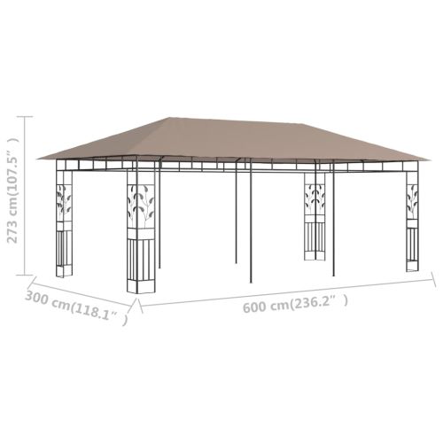 Шатра с мрежа против комари, 6x3x2,73 м, таупе, 180 г/м²