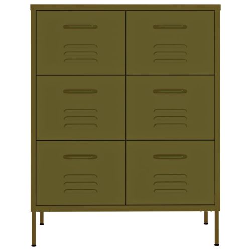 Шкаф с чекмеджета, маслиненозелен, 80х35х101,5 см, стомана