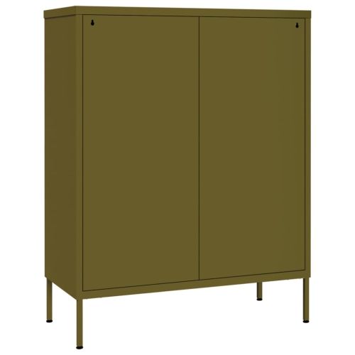 Шкаф с чекмеджета, маслиненозелен, 80х35х101,5 см, стомана