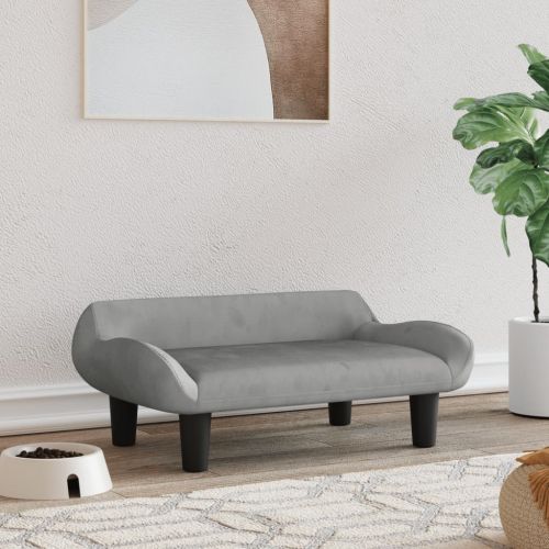 Кучешко легло светлосиво 70x40x24 см кадифе