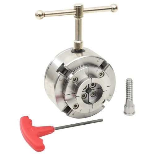 4-челюстен патронник за струг M33 връзка сребрист стомана 96 мм