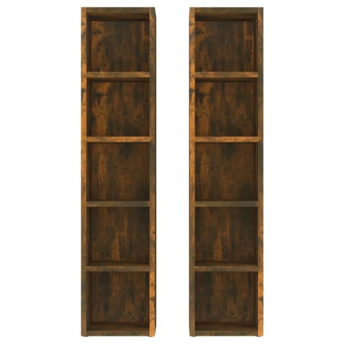 CD шкафове, 2 бр, опушен дъб, 21x16x93,5 см, инженерно дърво