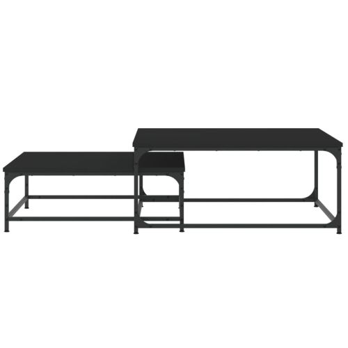 Стифиращи кафе маси, 2 бр, черни, инженерно дърво