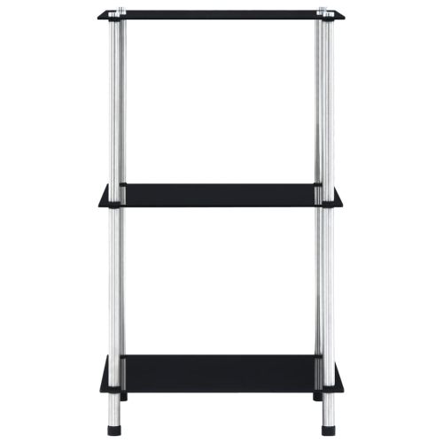 Етажерка с 3 рафта, черна, 40x40x67 см, закалено стъкло