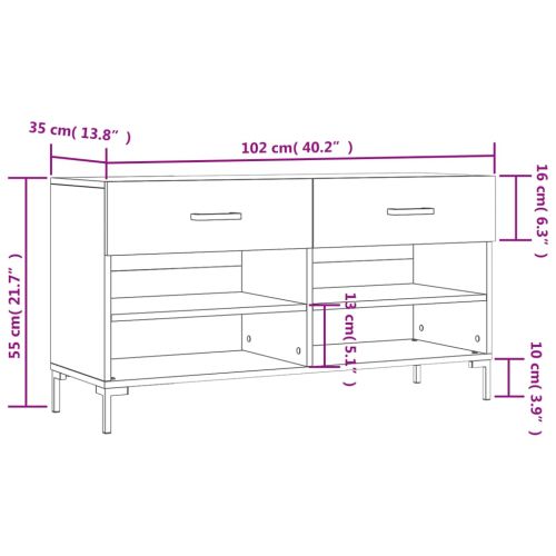 Пейка за обувки, сив сонома, 102x35x55 см, инженерно дърво
