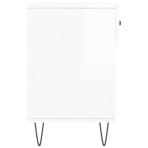 Пейка за обувки, бял гланц, 102x35x55 см, инженерно дърво