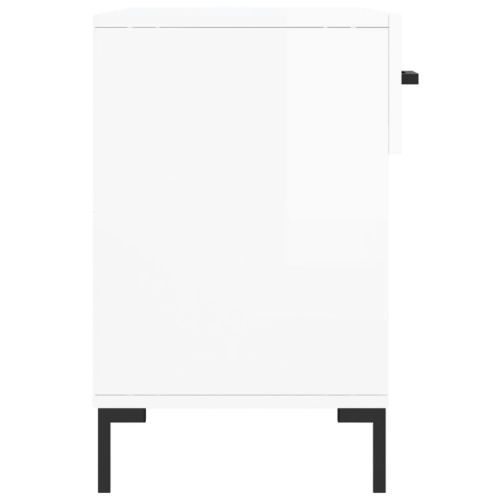 Пейка за обувки, бял гланц, 102x35x55 см, инженерно дърво