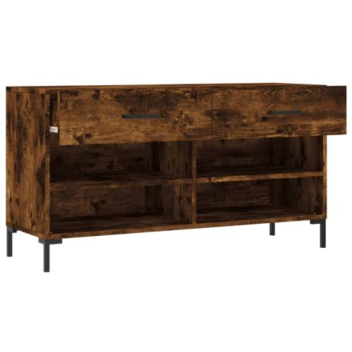 Пейка за обувки, опушен дъб, 102x35x55 см, инженерно дърво
