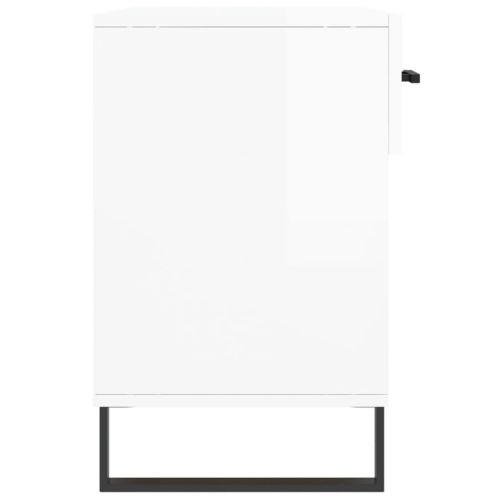 Пейка за обувки, бял гланц, 102x35x55 см, инженерно дърво