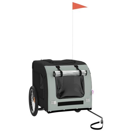 Ремарке за колело за любимци сив и черен Оксфорд плат и желязо