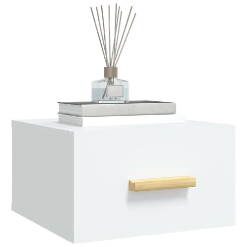 Нощни шкафчета за стенен монтаж, 2 бр, бели, 35x35x20 см