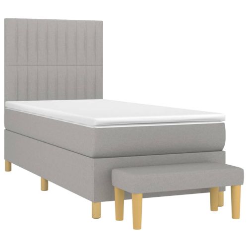 Боксспринг легло с матрак, светлосиво, 90x200 см, плат