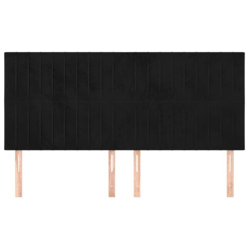 Табла за легло, черна, 200x5x118/128 см, кадифе