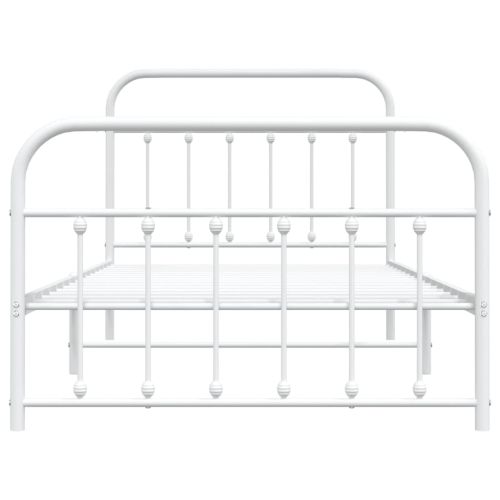 Метална рамка за легло с горна и долна табла, бяла, 107x203 см