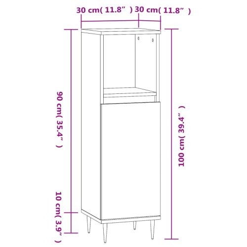 Шкаф за баня, кафяв дъб, 30x30x100 см, инженерно дърво