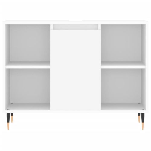 Шкаф за баня, бял, 80x33x60 см, инженерно дърво