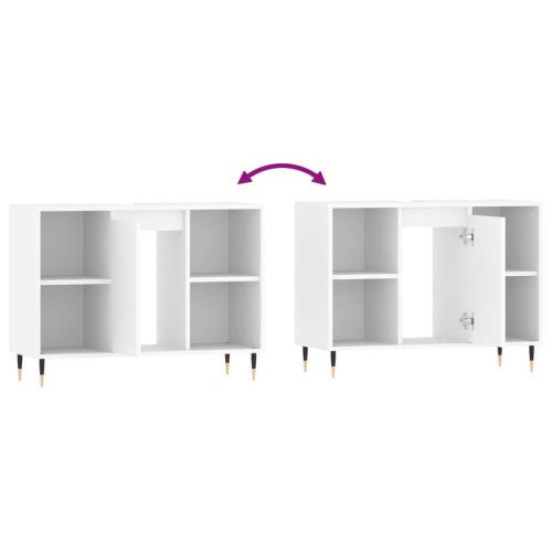 Шкаф за баня, бял, 80x33x60 см, инженерно дърво