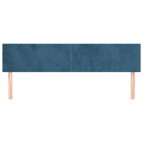 Табла за легло, тъмносиня, 200x5x78/88 см, кадифе