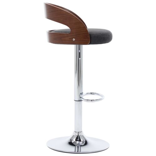 Бар табуретки, 2 бр, тъмносиви, текстил и извито дърво