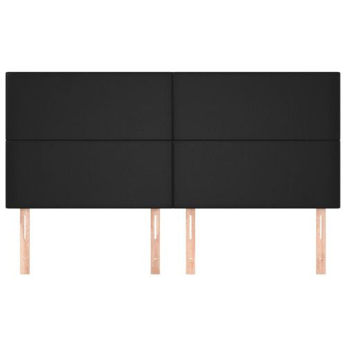 Табла за легло, черна, 180x5x118/128 см, изкуствена кожа