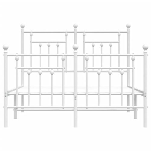 Метална рамка за легло с горна и долна табла, бяла, 120x200 см