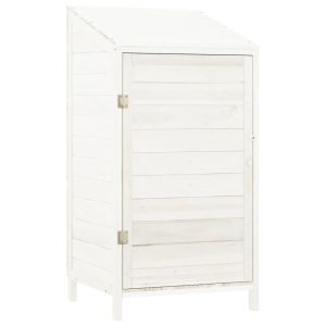 Градинска барака, бяла, 55x52x112 см, чамово дърво масив