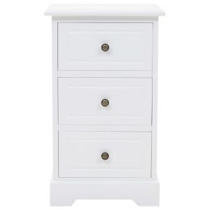 Нощно шкафче, МДФ и борова дървесина, 35x32x59 см