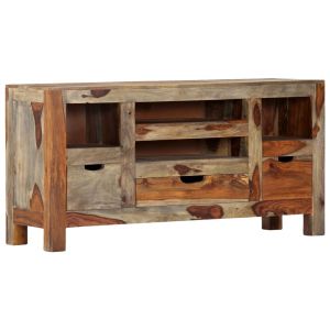 Сайдборд, сив, 100x30x50 см, акациево дърво масив