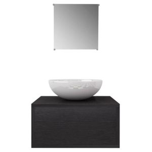 комплект секция от три части и мивка за баня, черен цвет