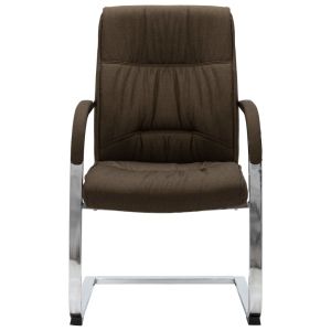 Конзолен офис стол, кафяв, текстил