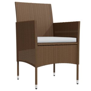 Градински трапезен комплект с възглавници 5 части, кафяво/черно