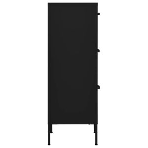 Шкаф за съхранение, черен, 42,5x35x101,5 см, стомана
