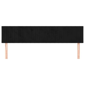 Горни табли за легло, 2 бр, черни, 100x5x78/88 см, кадифе