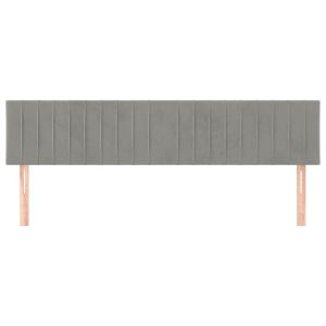Табла за легло, светло сива, 200x5x78/88 см, кадифе