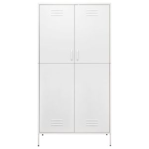 Гардероб, бял, 90x50x180 см, стомана