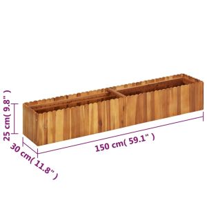Градинска повдигната леха, 150x30x25 см, акациево дърво масив