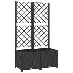 Градинска саксия с решетка, черна, 80x40x136 см, полипропилен