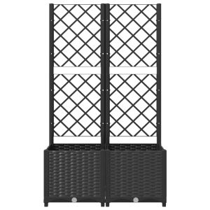 Градинска саксия с решетка, черна, 80x40x136 см, полипропилен
