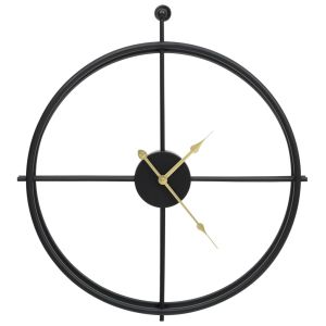 Стенен часовник, черен, 52 см, желязо