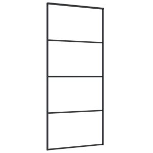 Плъзгаща се врата матирано ESG стъкло/алуминий 90x205 см черна