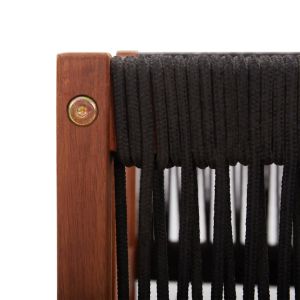 Градински комплект с възглавници, 6 части, кремаво дърво, акация и въже