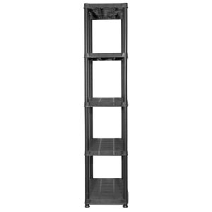 Стелаж за съхранение с 5 рафта, черен, 71x38x170 см, пластмаса
