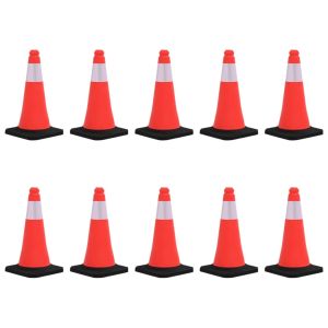 Светлоотразителни трафик конуси с тежки основи, 10 бр, 50 см