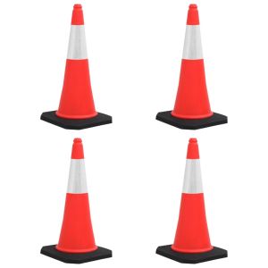 Светлоотразителни трафик конуси с тежки основи, 4 бр, 75 см