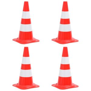 Светлоотразителни трафик конуси, 4 бр, червено и бяло, 50 см