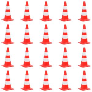 Светлоотразителни трафик конуси, 20 бр, червено и бяло, 50 см
