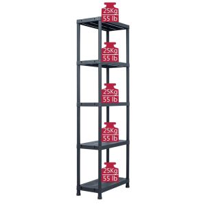 Стелажи за съхранение 2 бр черни 125 кг 60x30x180 см пластмаса
