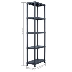 Стелажи за съхранение 2 бр черни 125 кг 60x30x180 см пластмаса